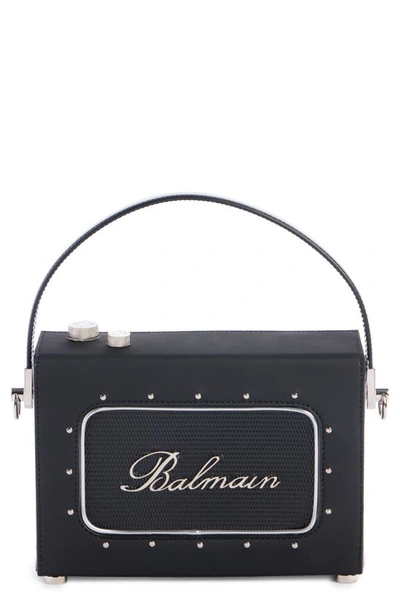 Shop Balmain Radio Rubberized Top Handle Bag In Black