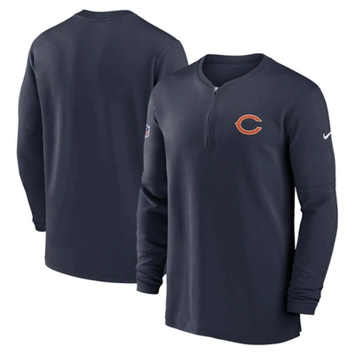Shop Nike Navy Chicago Bears 2023 Sideline Performance Long Sleeve Tri-blend Quarter-zip Top