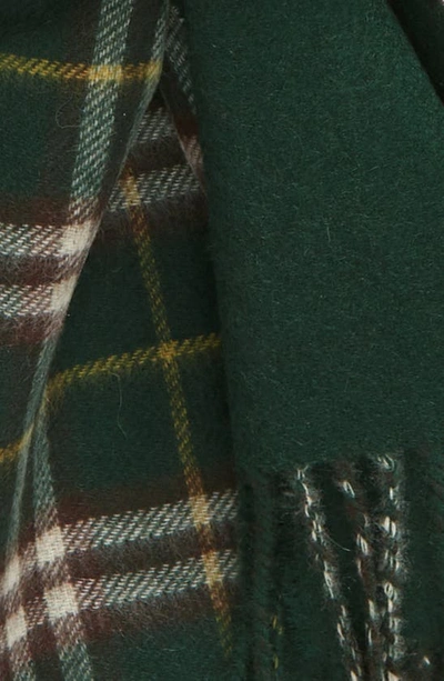 Shop Burberry Vintage Check Reversible Cashmere Fringe Scarf In Ivy/ Ivy