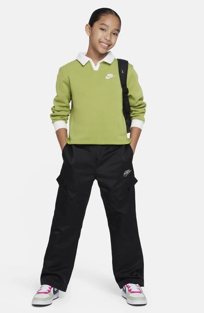 Shop Nike Kids' Sportswear Club Fleece Long Sleeve Top In Pear/ White/ White