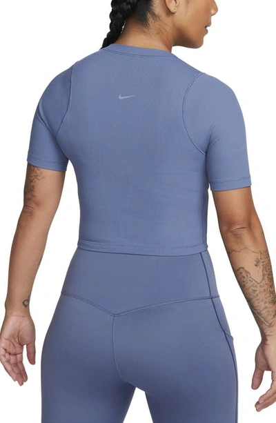 Shop Nike Essential Rib Crop T-shirt In Diffused Blue/ White