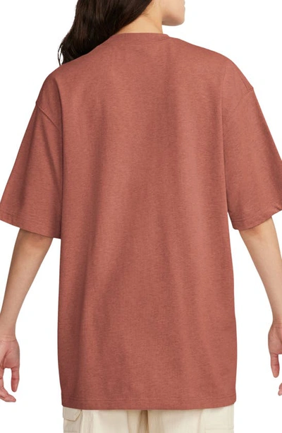 Shop Jordan Essentials Oversize T-shirt In Dusty Peach/ Heather