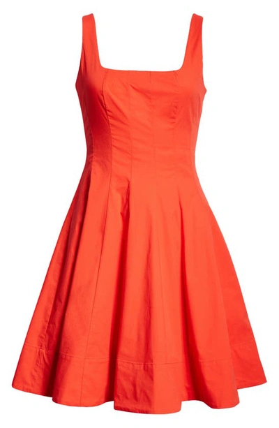 Shop Staud Wells Stretch Poplin Fit & Flare Dress In Red Rose