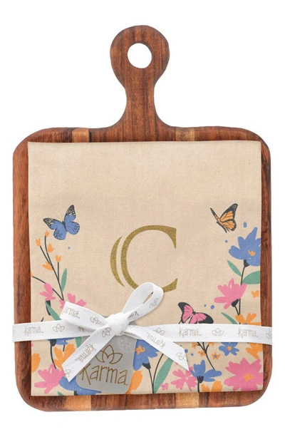Shop Karma Gifts Tea Towel & Cutting Board Gift Set In Multi - C
