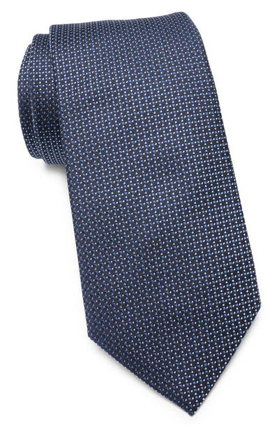 Shop Hugo Boss Neat Recycled Polyester Tie In Dark Blue
