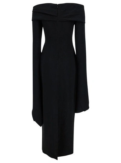Shop Solace London 'arden' Long Black Dress With Extra Long Dress In Fabric Woman