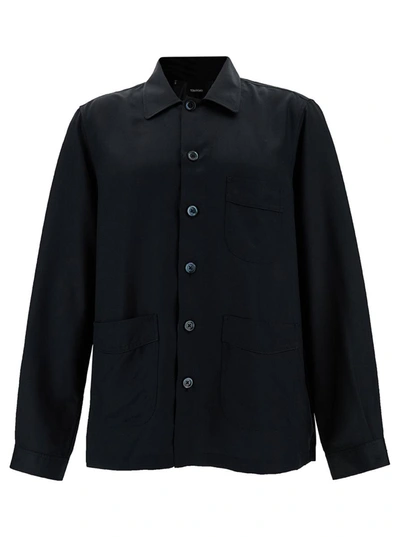 Shop Tom Ford Black Shirt With Patch Pockets In Silk Man