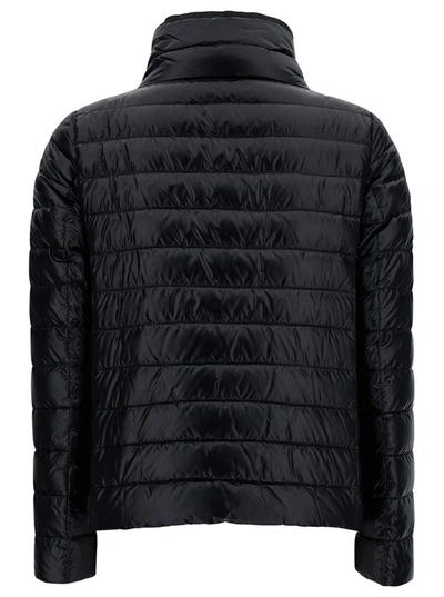 Shop Herno Black And White Reversible Down Jacket With Funnel Neck In Polyamide Woman In Multicolor