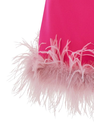 Shop Pinko Mini Pink Dress With Tonal Feathers Trim In Tech Fabric Woman