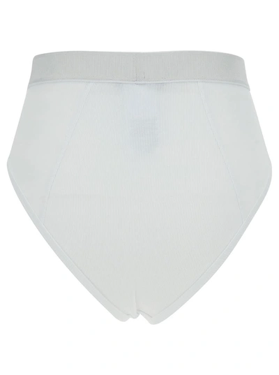 Shop Versace White Ribbed High-waisted Underwear With Logo Detail In Stretch Cotton Woman