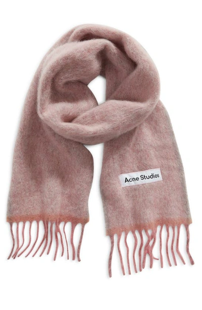 Shop Acne Studios Valley Fringe Scarf In Dusty Pink