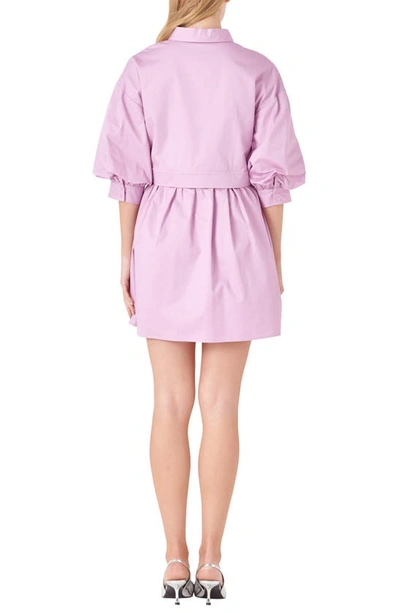 Shop English Factory Puff Sleeve Shirtdress In Lilac