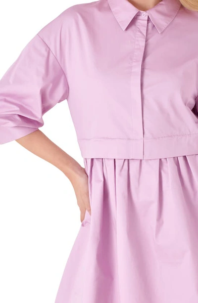 Shop English Factory Puff Sleeve Shirtdress In Lilac
