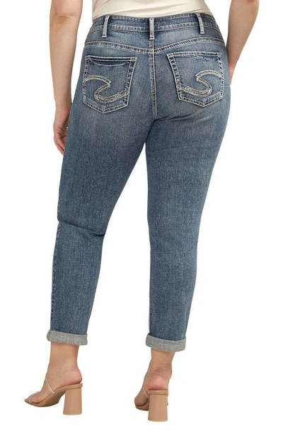 Shop Silver Jeans Co. Mid Rise Girlfriend Jeans In Indigo