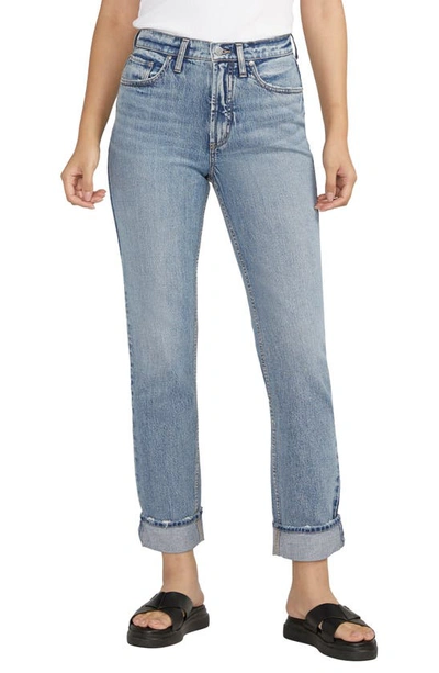 Shop Silver Jeans Co. '90s High Waist Straight Leg Boyfriend Jeans In Indigo