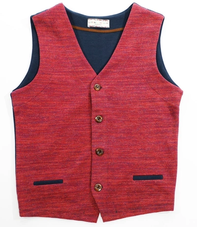 Luchiano Visconti Red Heather Knit Vest In Red