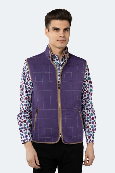 Luchiano Visconti Purple Quilted Zip Up Vest In Purple