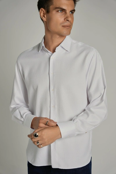 Shop Luchiano Visconti White Jacquard Shape Shirt Signature Collection