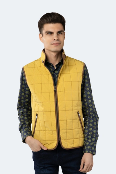 Luchiano Visconti Yellow Quilted Zip Up Vest In Yellow