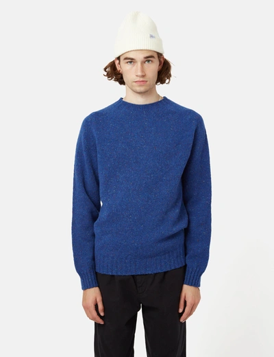 Shop Bhode Lambswool Donegal Jumper (made In Scotland) In Blue