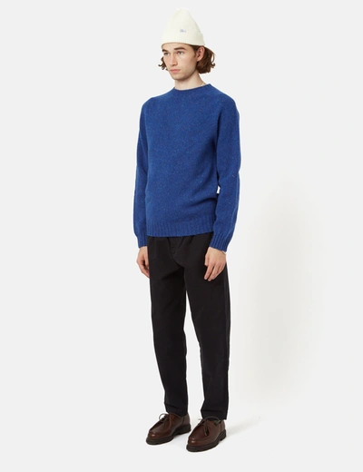 Shop Bhode Lambswool Donegal Jumper (made In Scotland) In Blue