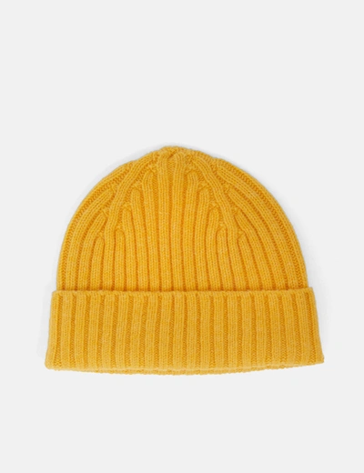 Shop Bhode 2x2 Rib Beanie Hat (lambswool) In Yellow