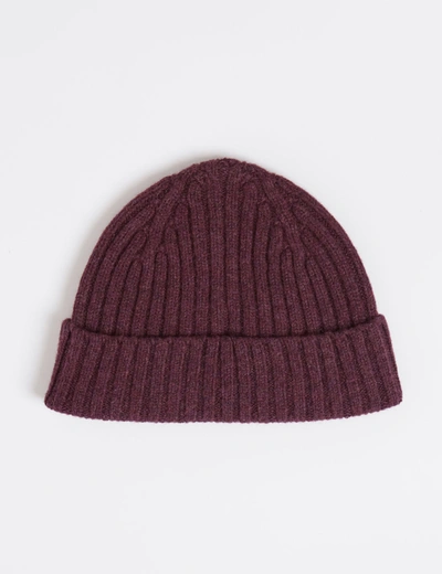 Shop Bhode 2x2 Rib Beanie Hat (lambswool) In Purple