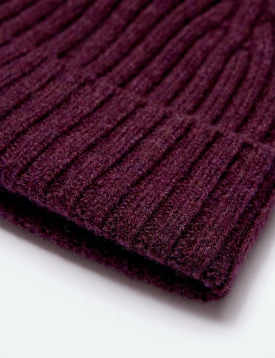 Shop Bhode 2x2 Rib Beanie Hat (lambswool) In Purple