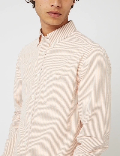 Shop Bhode Maine Button Down Shirt (seersucker) In White