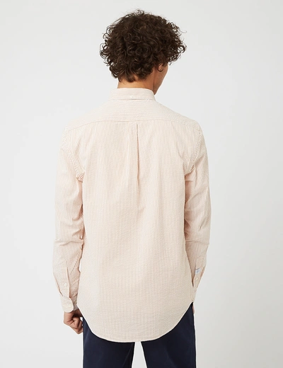 Shop Bhode Maine Button Down Shirt (seersucker) In White