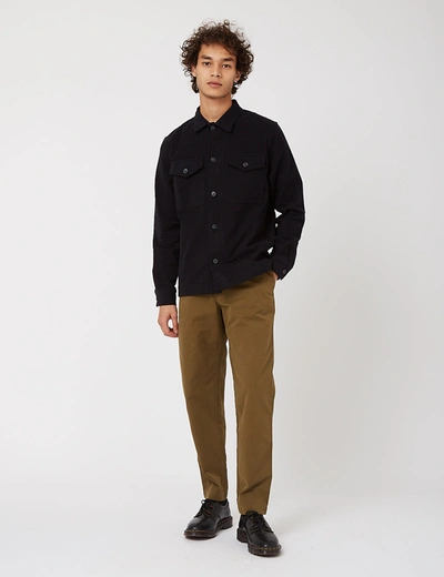 Shop Bhode Overshirt (cotton Moleskin) In Black