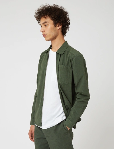 Shop Bhode Zip Shirt (seersucker) In Green