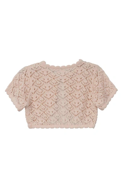 Shop Speechless Kids' Crochet Cap Sleeve Cardigan In Blush Jm