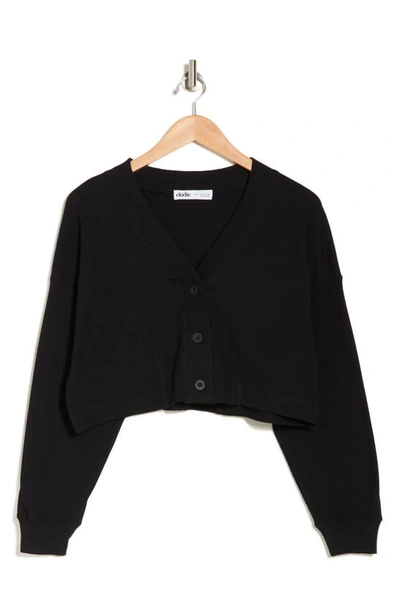 Shop Elodie Stretch Cotton Crop Cardigan In Black