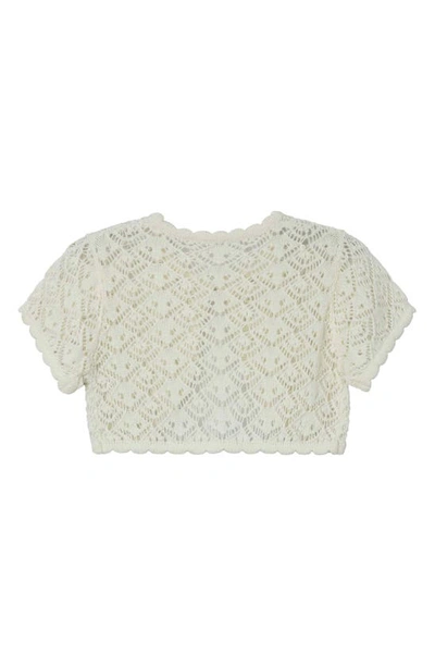 Shop Speechless Kids' Crochet Cap Sleeve Cardigan In Ivory Jm