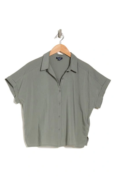 Shop Splendid Padua Short Sleeve Button-up Shirt In Army