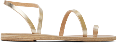 Shop Ancient Greek Sandals Gold Apli Eleftheria Sandals In Platinum