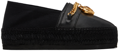 Shop Moschino Black Chains & Hearts Espadrilles In 00a * Fantasy Color
