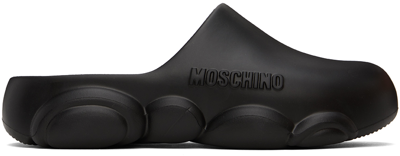 Shop Moschino Black Teddy Sole Rubber Slippers In 000 * Nero