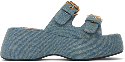 Shop Moschino Blue Buckles Sandals In 750 * Blu