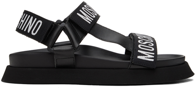 Shop Moschino Black Logo Sandals In 000 * Nero