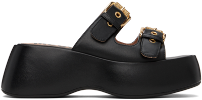 Shop Moschino Black Buckles Sandals In 000 * Nero