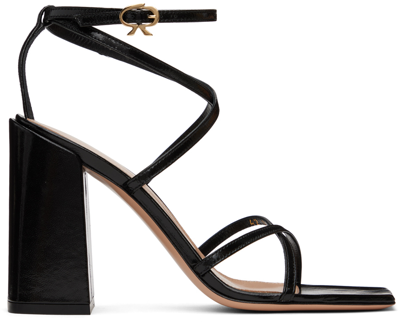 Shop Gianvito Rossi Black Leather Heeled Sandals