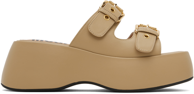 Shop Moschino Taupe Multibuckles Platform Sandals In 105 * Sabbia/pomice