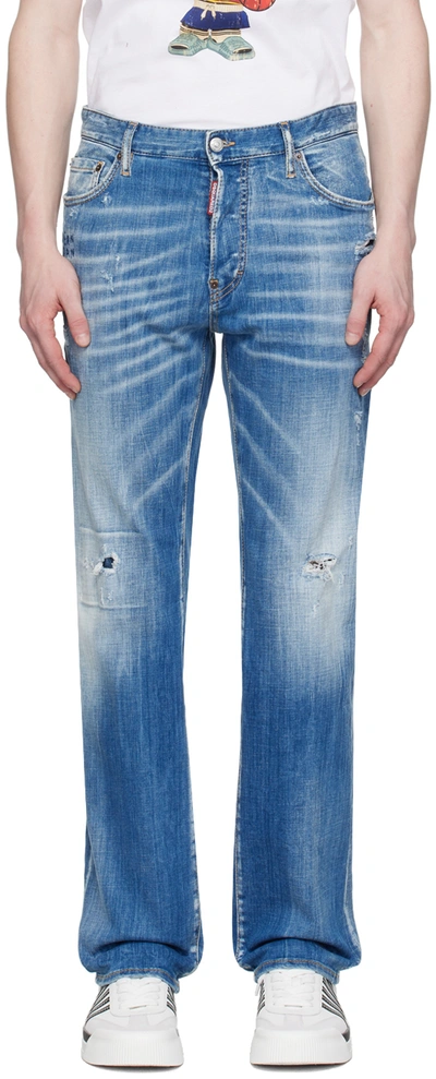 Shop Dsquared2 Blue Roadie Jeans In 470 Navy Blue