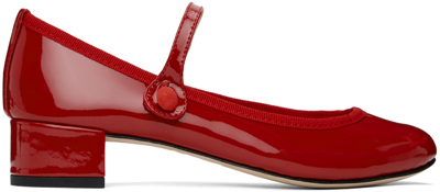 Shop Repetto Red Rose Mary Janes Heels In 550 Flamme