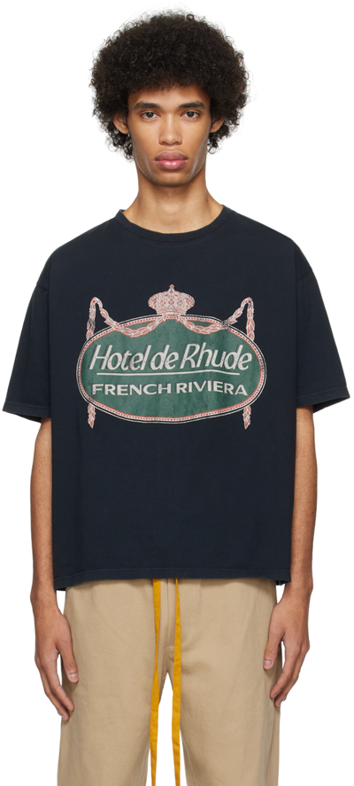Shop Rhude Black Riviera T-shirt In Vtg Black