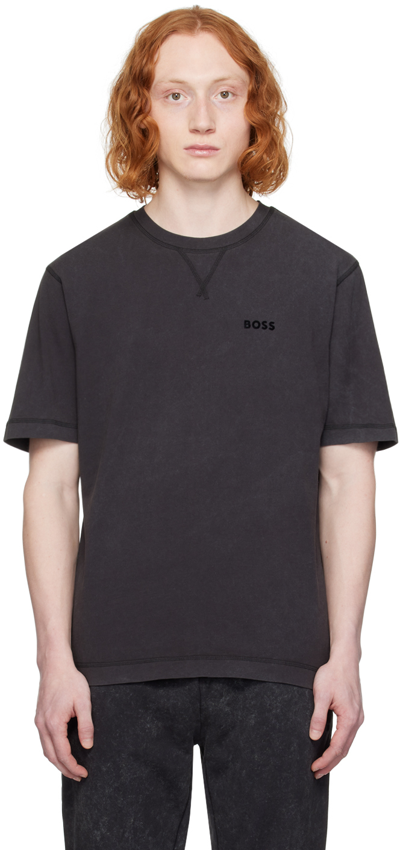 Shop Hugo Boss Black Flocked T-shirt In Black 001