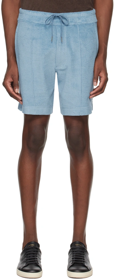 Shop Tom Ford Blue Towelling Shorts In Azur