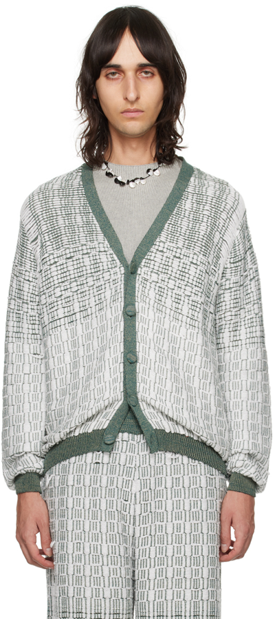 Shop Isa Boulder Ssense Exclusive White & Green Mat Cardigan In Gradiation